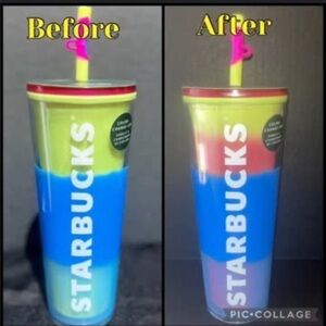 Starbucks 24 OZ. Color-Changing Cold Beverage Cup with Silicone Straw Topper.